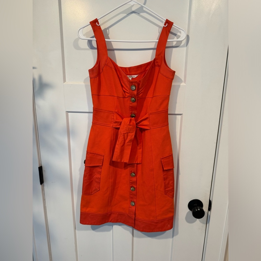 DVF || Sosie Dress Orange Sweetheart Button Sz 2